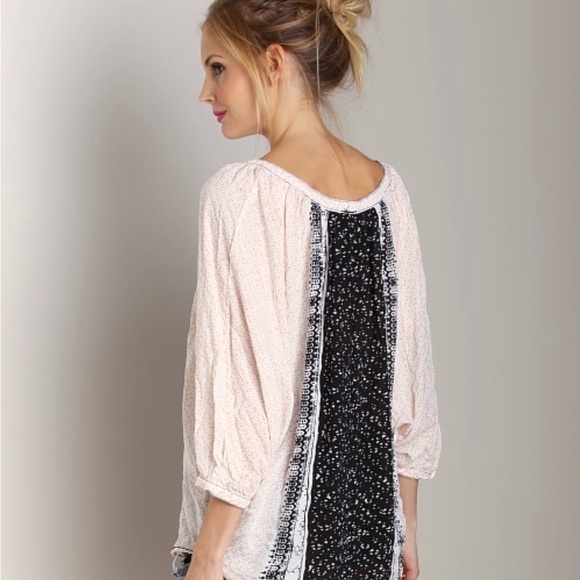 Beautiful Free People Days of Romance peasant top, black and pink, size M - Picture 6 of 6